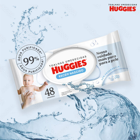 Lenço Umedecido Huggies Puro e Natural - 48 unidades